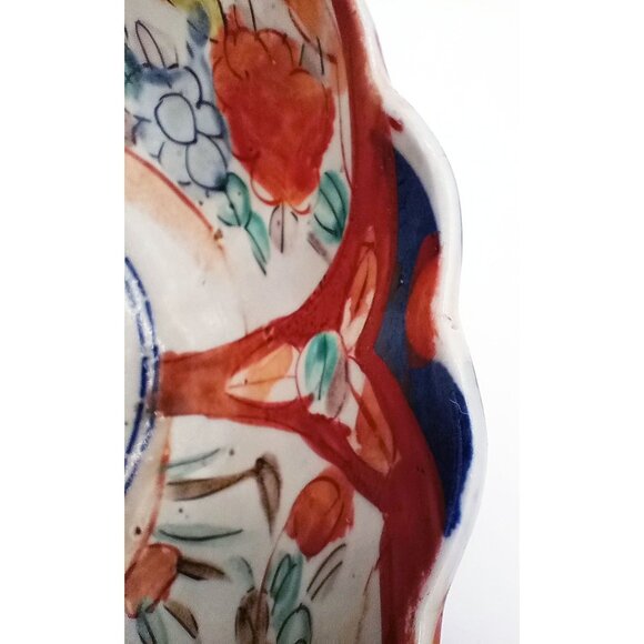 Antique Japanese Imari Porcelain Bowl Wabi-Sabi Edo - Meiji Era 1800s Scalloped - Picture 9 of 16